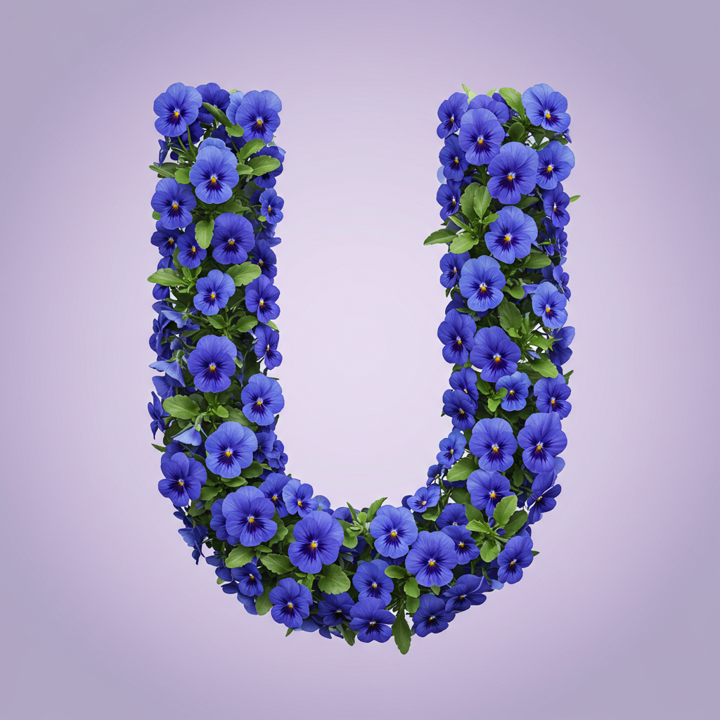 Blue pansies — litera U (wariant 2)