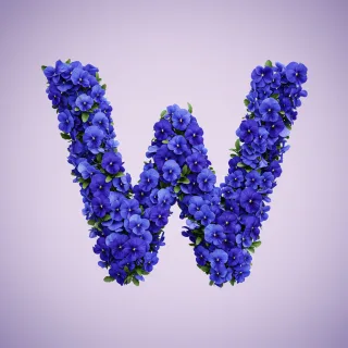 Blue pansies — litera W (wariant 2)