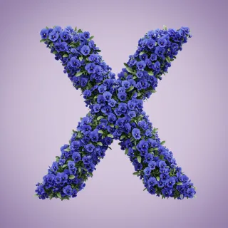 Blue pansies — litera X (wariant 2)
