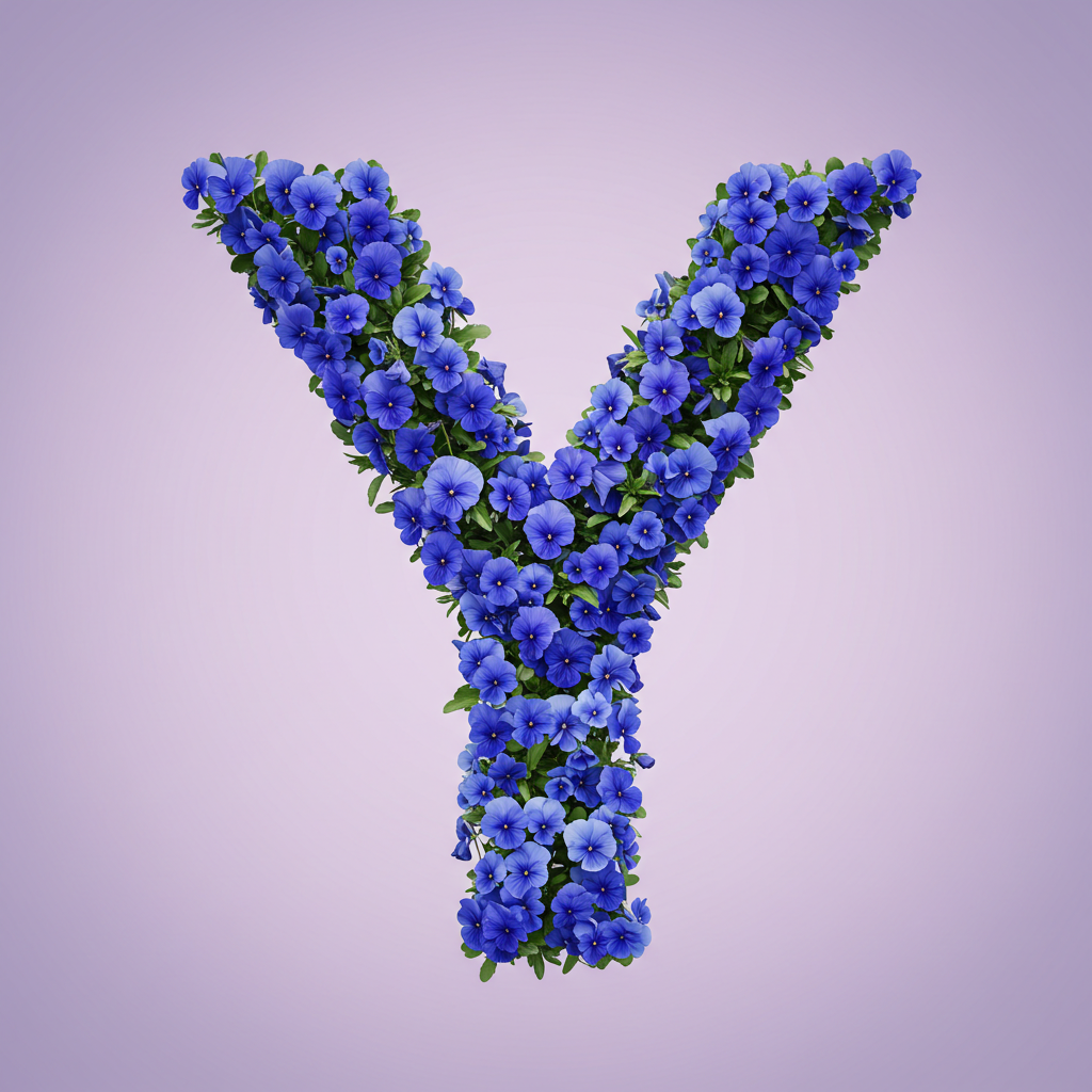 Blue pansies — litera Y (wariant 2)