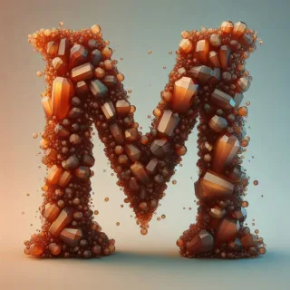 Brown crystal — litera M