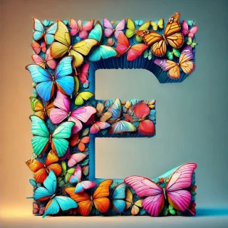Butterfly wings — litera E (wariant 2)
