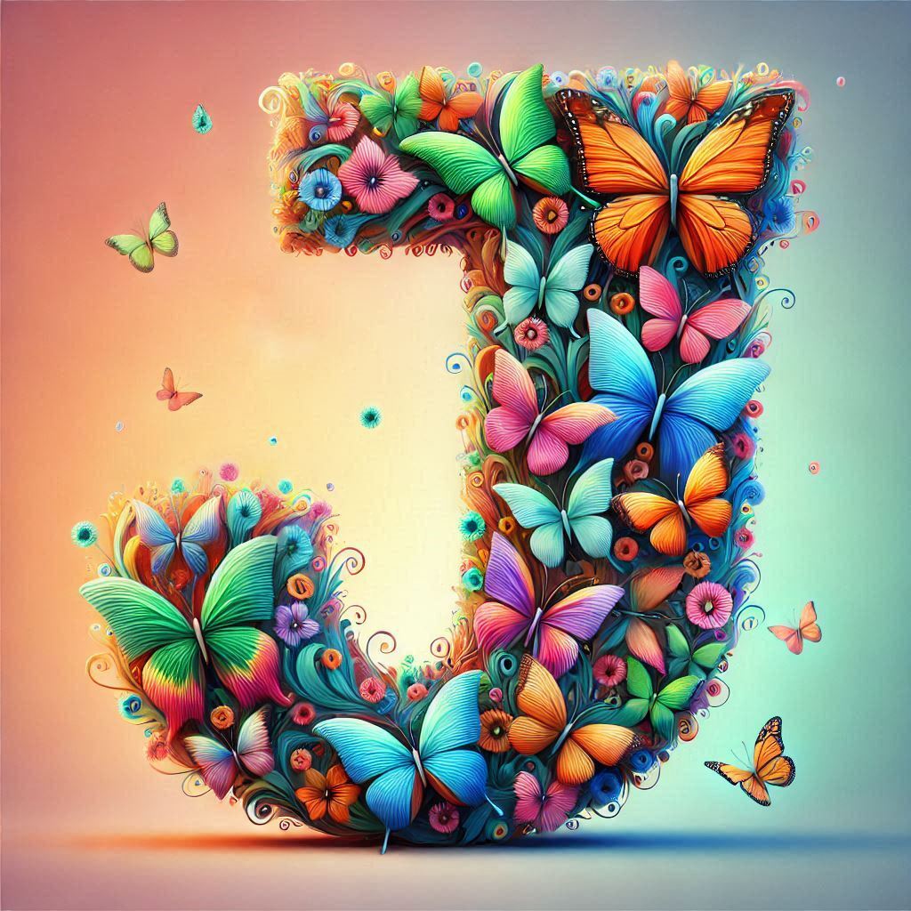 Butterfly wings — litera J (wariant 2)