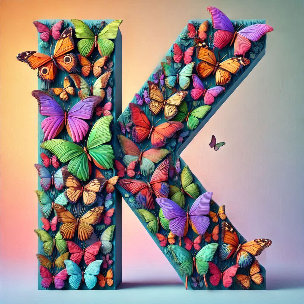 Butterfly wings — litera K (wariant 2)
