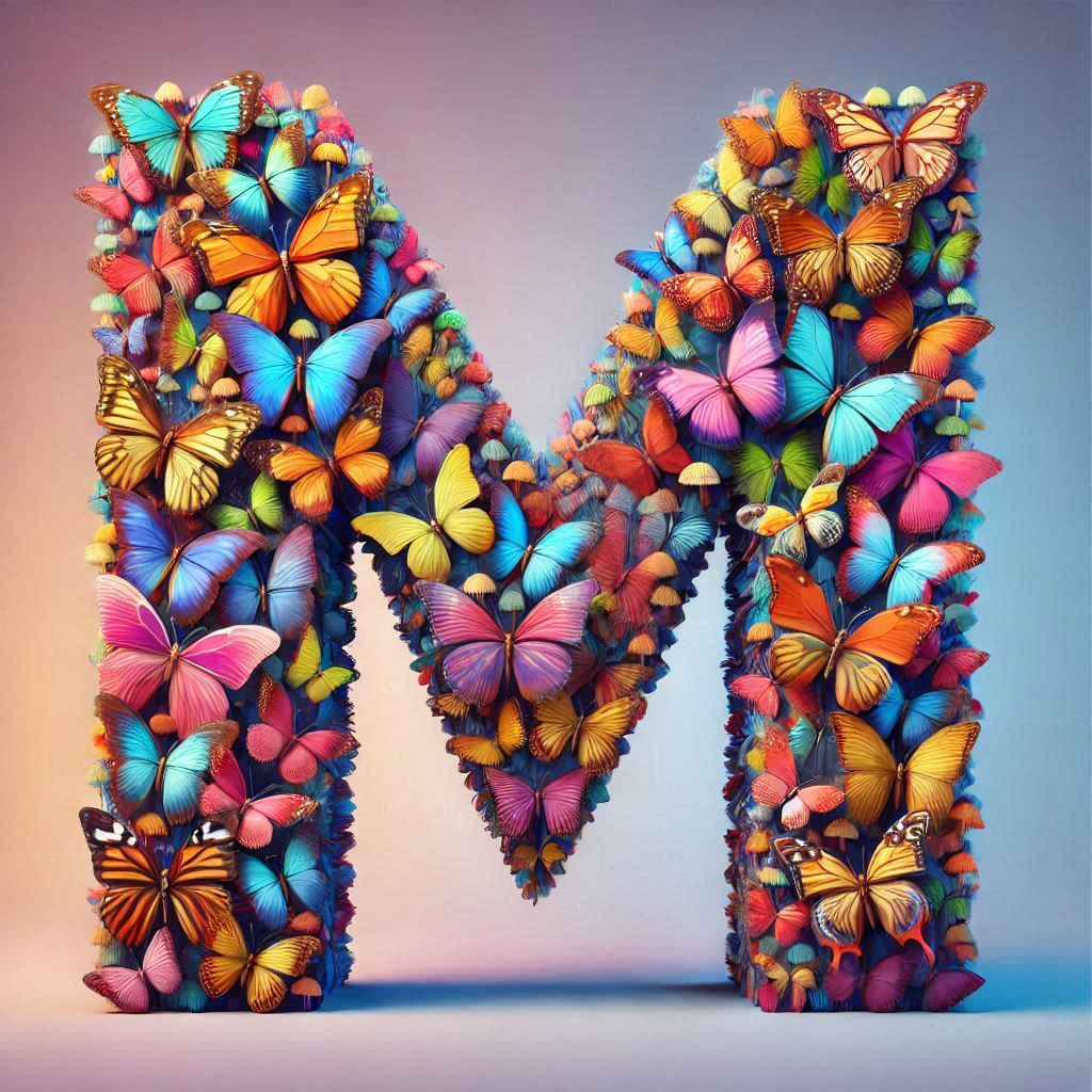 Butterfly wings — litera M (wariant 2)