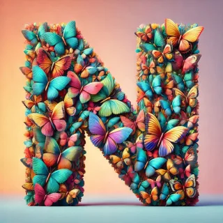 Butterfly wings — litera N (wariant 2)