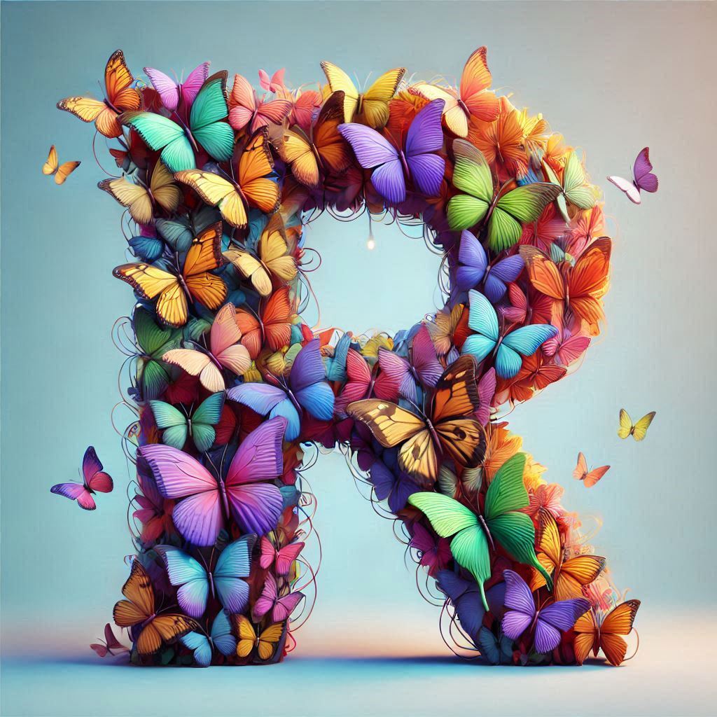 Butterfly wings — litera R (wariant 2)