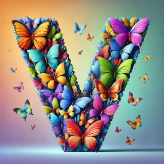 Butterfly wings — litera V (wariant 2)