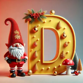 Christmas gnome — litera D (wariant 2)