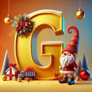 Christmas gnome — litera G (wariant 2)