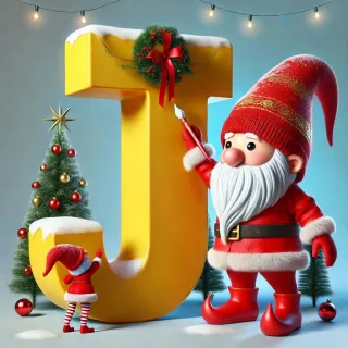 Christmas gnome — litera J (wariant 2)