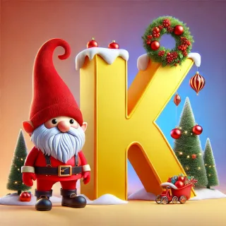 Christmas gnome — litera K (wariant 2)