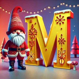 Christmas gnome — litera M (wariant 2)