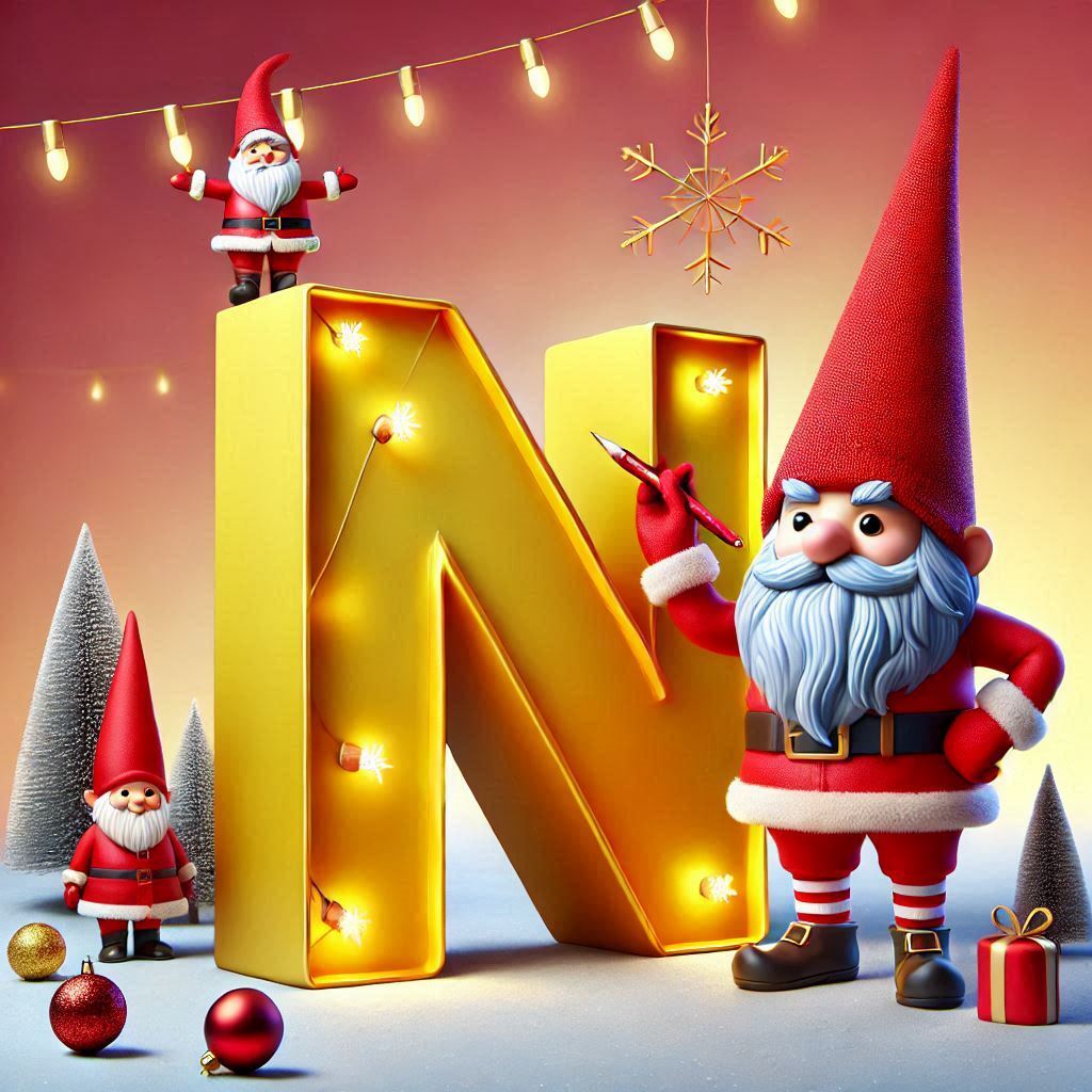 Christmas gnome — litera N (wariant 2)