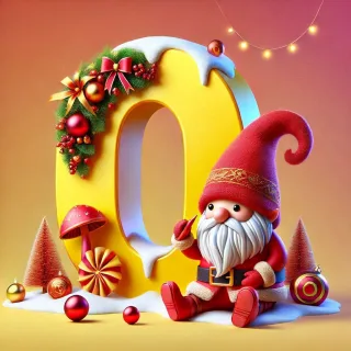 Christmas gnome — litera O (wariant 2)