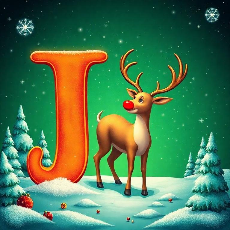 Christmas reindeer — litera J