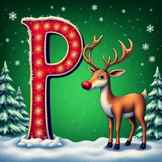 Christmas reindeer — litera P