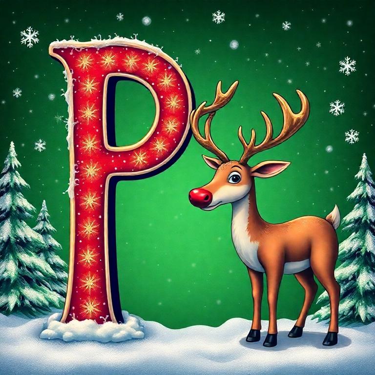 Christmas reindeer — litera P