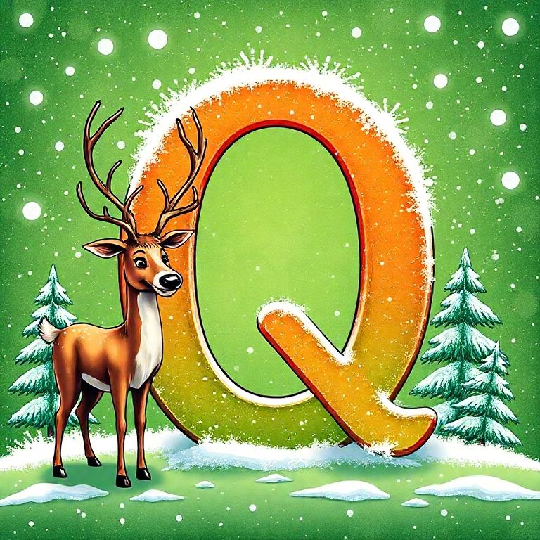 Christmas reindeer — litera Q