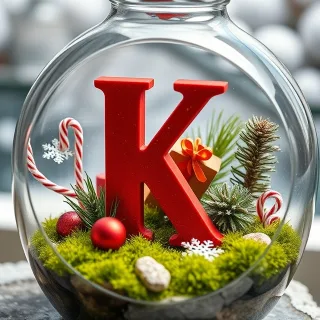 Christmas snow globe — litera K