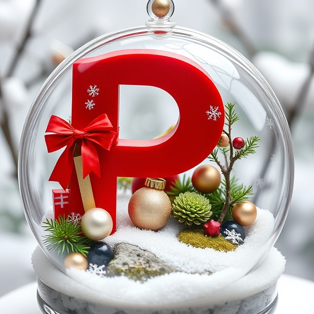 Christmas snow globe — litera P