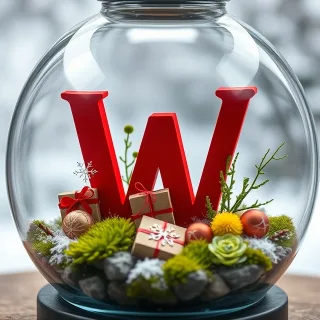 Christmas snow globe — litera W