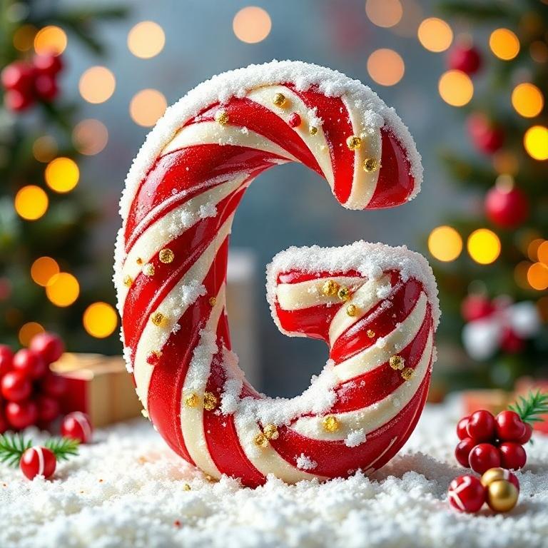 Christmas stick candy — litera G