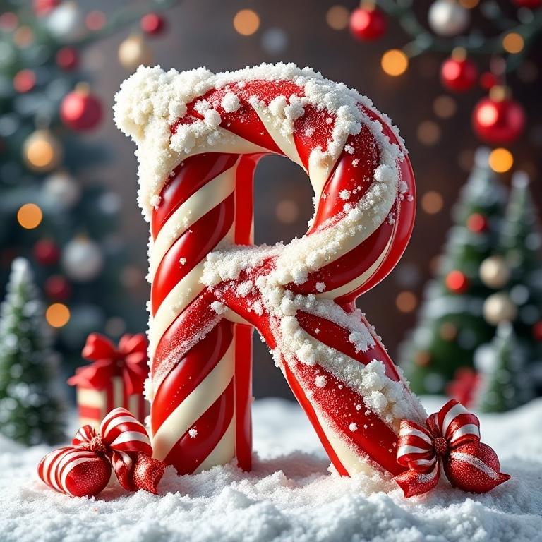 Christmas stick candy — litera R