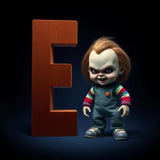 Chucky doll — litera E