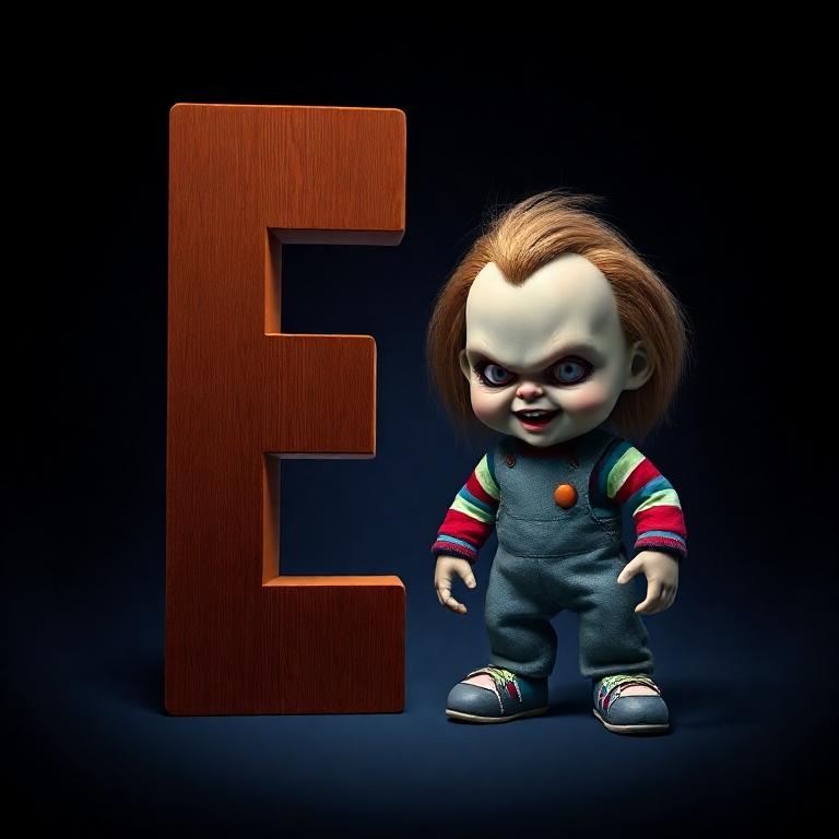 Chucky doll — litera E