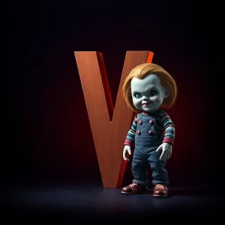 Chucky doll — litera V