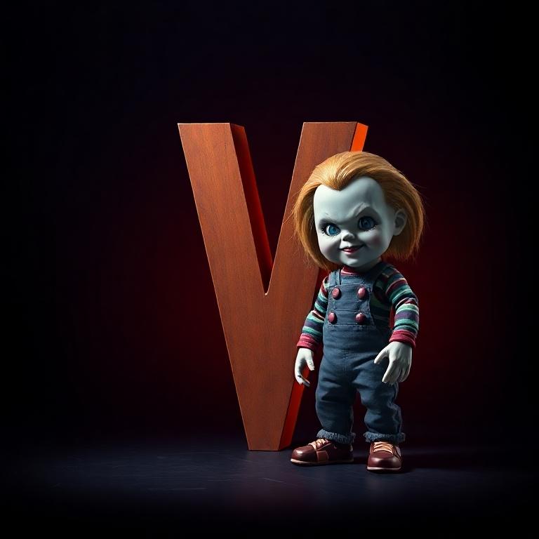 Chucky doll — litera V