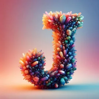 Colored crystal — litera J