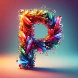 Colored crystal — litera P