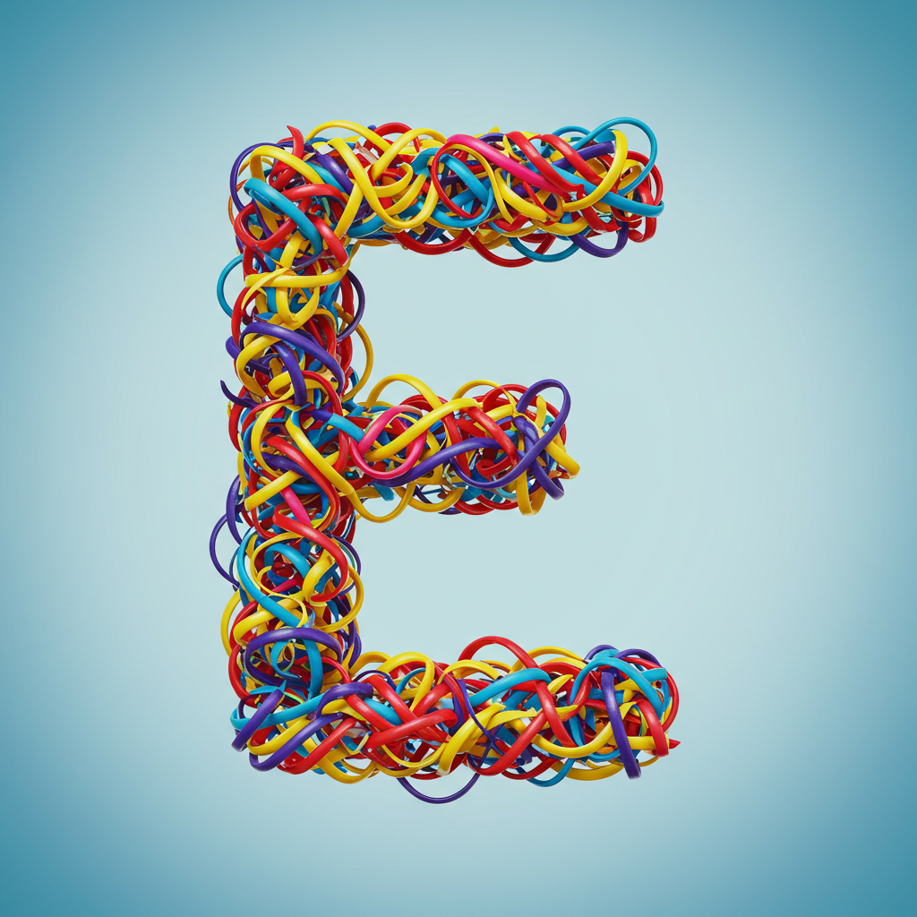 Colored ribbons — litera E (wariant 2)