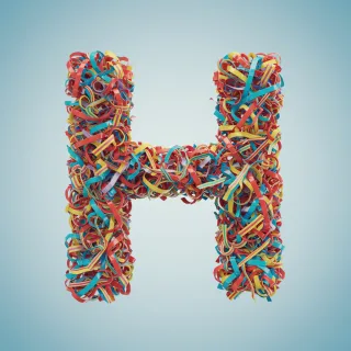Colored ribbons — litera H (wariant 2)