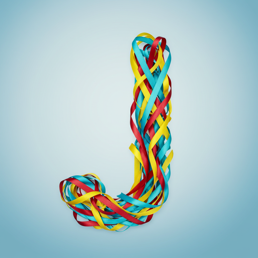 Colored ribbons — litera J