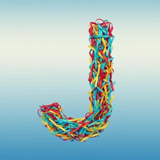 Colored ribbons — litera J (wariant 2)