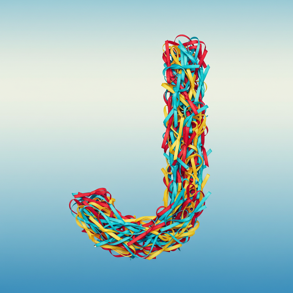 Colored ribbons — litera J (wariant 2)