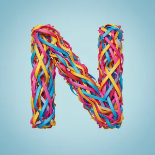 Colored ribbons — litera N