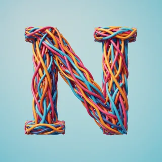Colored ribbons — litera N (wariant 2)