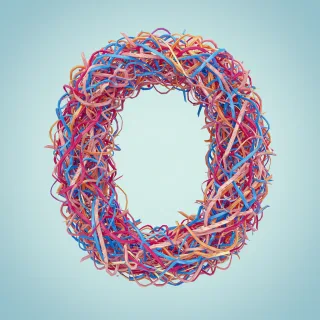Colored ribbons — litera O