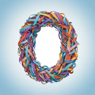 Colored ribbons — litera O (wariant 2)