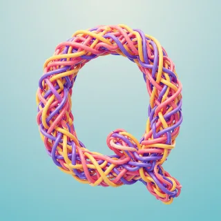 Colored ribbons — litera Q