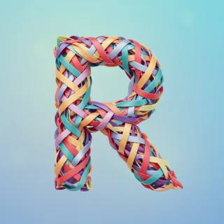 Colored ribbons — litera R