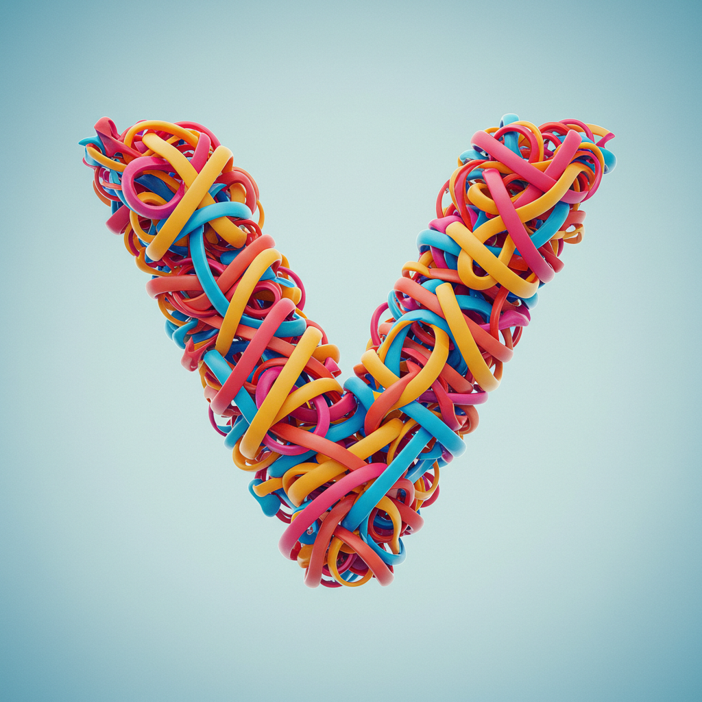 Colored ribbons — litera V (wariant 2)