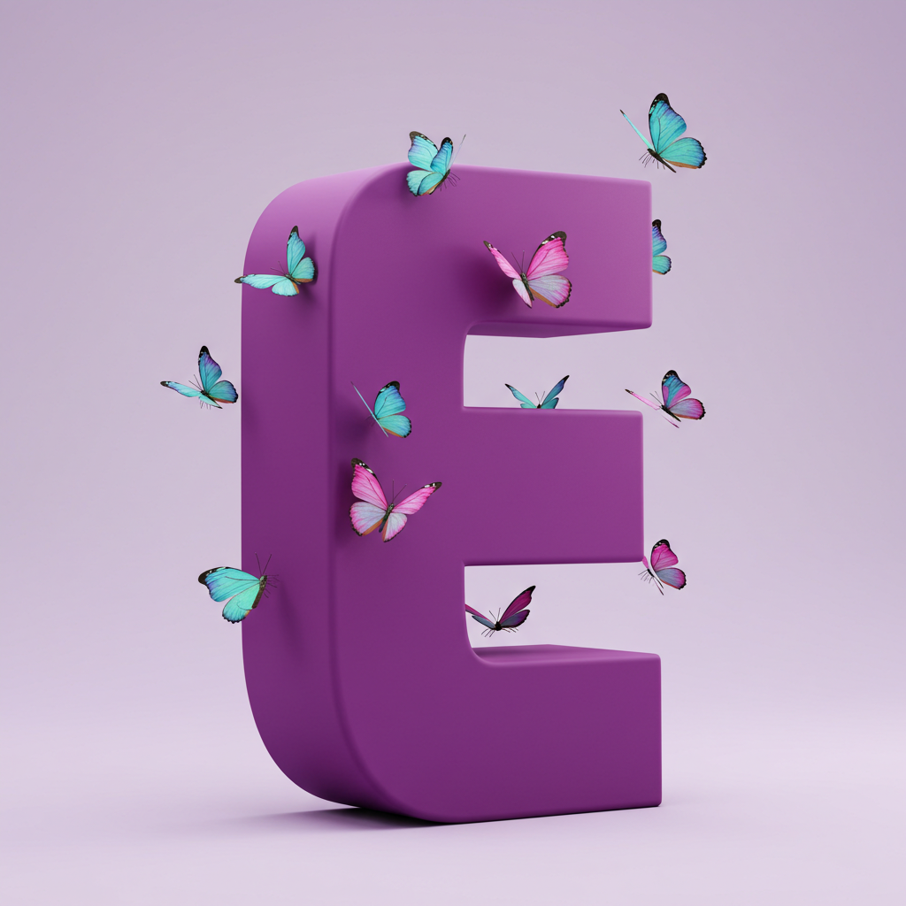 Colorful butterflies — litera E (wariant 2)