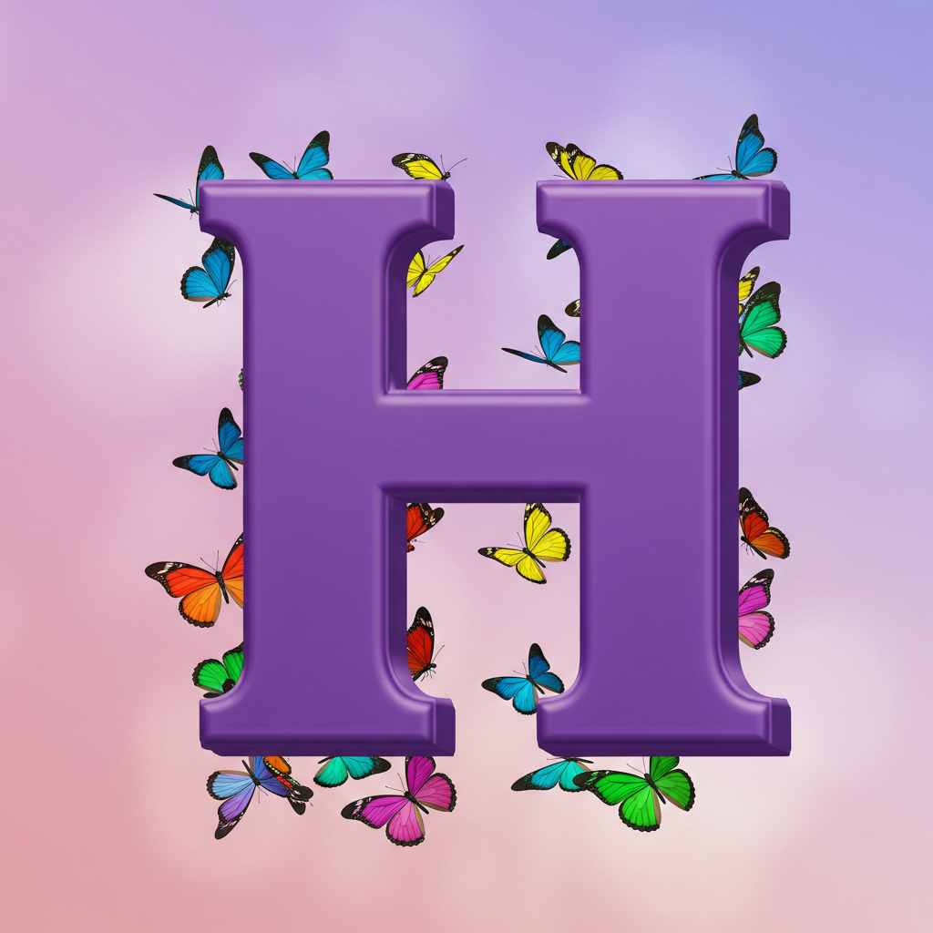 Colorful butterflies — litera H (wariant 2)