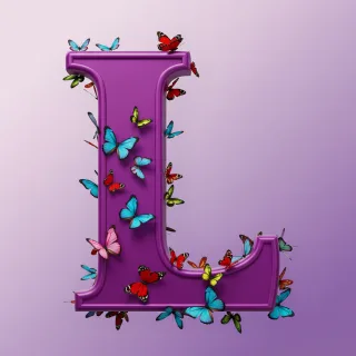 Colorful butterflies — litera L (wariant 2)