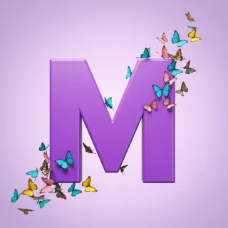 Colorful butterflies — litera M (wariant 2)